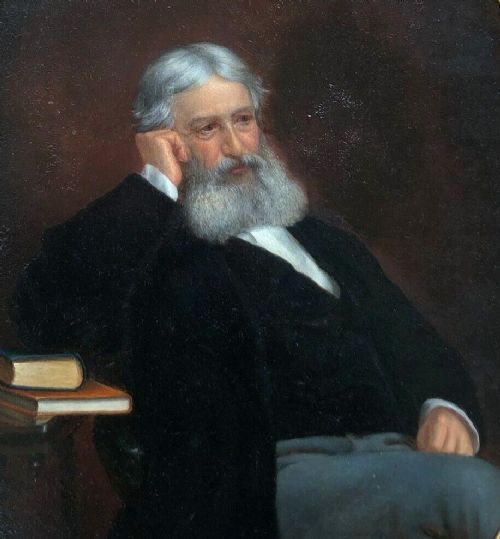 fig 1. Original Antique OIL PAINTING on Board Oval Portrait of a seated Gentleman scholar in a Gilt frame