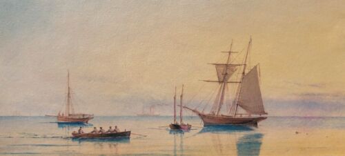 William Frederick Settle of Hull Original Antique Shipping Watercolour Painting