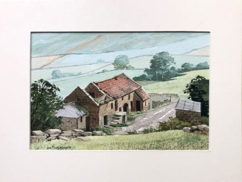 fig 1. Don Micklethwaite Original Mid 20th Century Watercolour Painting Thorgill Rosedale North Yorkshire Moors Landscape