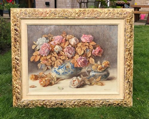 fig 1. W D Guthrie 1921 Original Signed Watercolour Painting Still Life Study of Roses