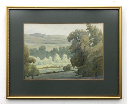 fig 1. Manner of Archibald Knox Original late 19th Century Antique Watercolour Painting English Tree Landscape