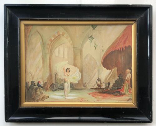 fig 1. The Harem Signed Dated 1928 Original Antique Watercolour Middle Eastern Painting