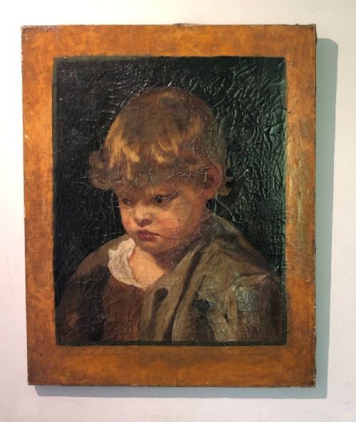 Circle of Valentine Cameron Prinsep Original 19th Century Antique Oil Painting on Canvas Young Boy Portrait