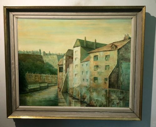 May Cooke Signed Original Mid 20th Century Vintage Oil Painting on Canvas 'Old Luxembourg' Landscape
