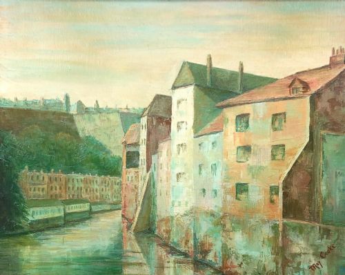 fig 1. May Cooke Signed Original Mid 20th Century Vintage Oil Painting on Canvas 'Old Luxembourg' Landscape