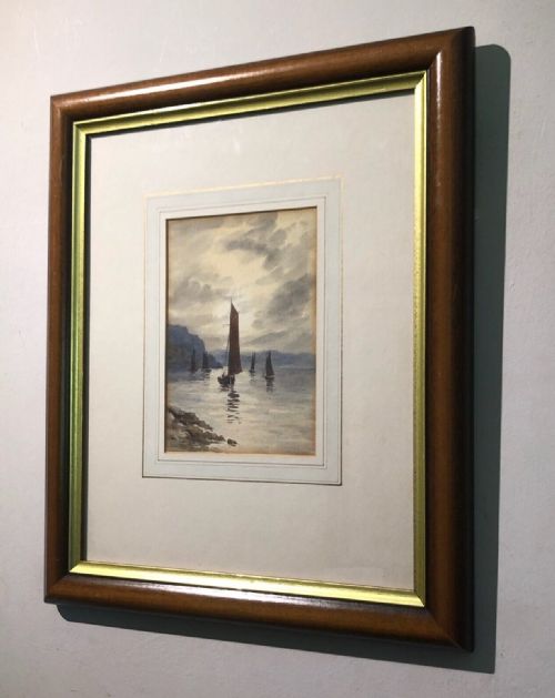 fig 1. Lady Fanny Maxwell Lyte Late 19th Century Antique Watercolour Painting Devon Coastal Landscape English Seascape