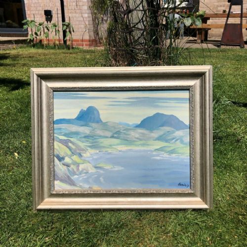 fig 1. Denis Peploe RSA Signed Original 20th Century Oil Painting on Board Achmelvich Bay Highland Scotland Mountain Landscape