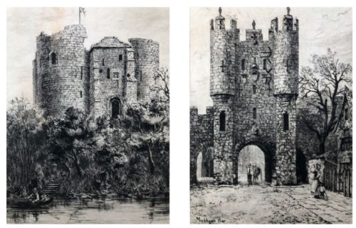 2 Rare Signed Original 19th Century Antique Engravings Micklegate Bar & Clifford's Tower York Historical Yorkshire Landscapes