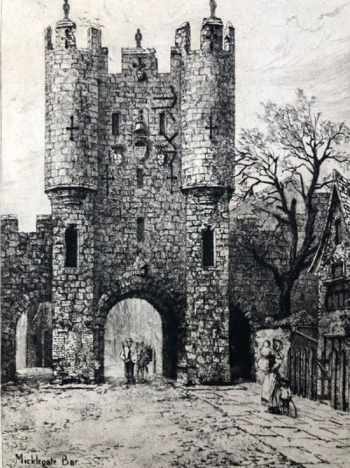 fig 1. 2 RARE Signed Original 19th Century Antique Engravings Micklegate Bar & Clifford's Tower YORK Historical Yorkshire Landscapes