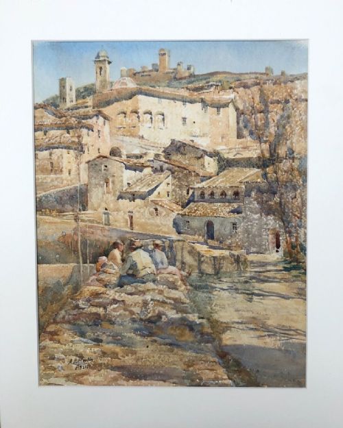 fig 1. Signed A E Martin Original mid 20th Century Vintage Watercolour Painting Italian Landscape Assisi Italy