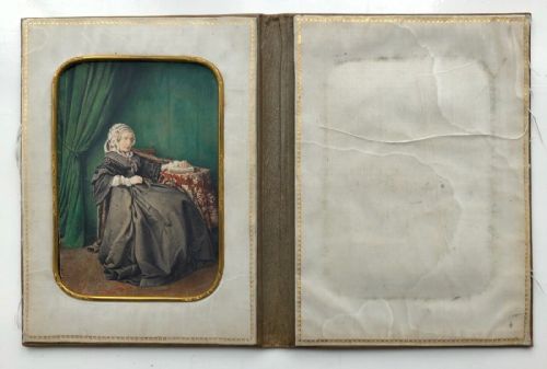 fig 1. Original Dated 1860 19th Century Antique Watercolour Painting Portrait of Queen Marie Amelie of France French Royalty