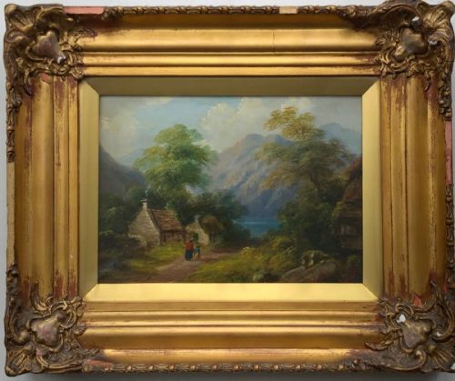 fig 1. Attrib. David Cox Original 19th Century Antique Oil Painting on Board Loch Long Scottish Landscape