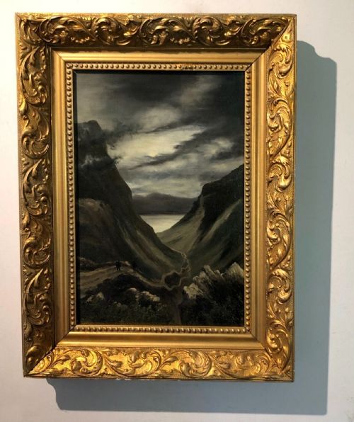 Attribributed Verso 'Bottomley' Original Late 19th Century Oil Painting on Canvas Moonlight Landscape