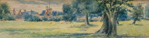 Alfred Augustus Glendening Monogrammed A.a.g 1893 Original Late 19th Century Antique Watercolour Painting Overton Church English Landscape