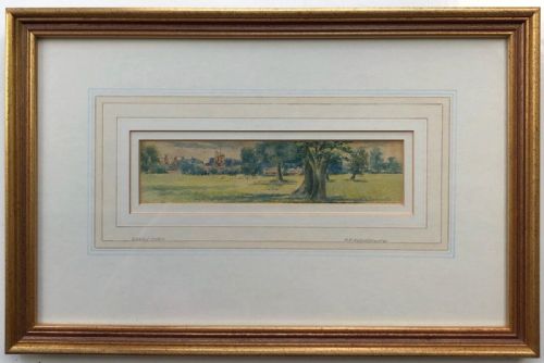 fig 1. Alfred Augustus Glendening Monogrammed A.A.G 1893 Original Late 19th Century Antique Watercolour Painting Overton Church English Landscape