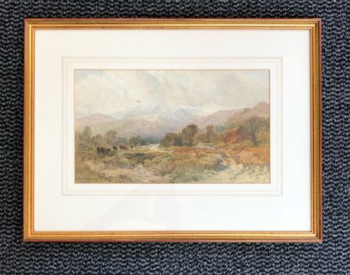 fig 1. James William Whittaker OWS 1860 Original Mid 19th Century Antique Watercolour Painting Cumbria Mountains & Cattle English Landscape