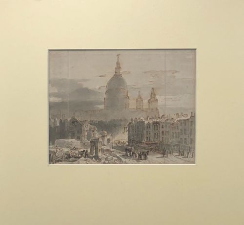 fig 1. Samuel Scott Signed Original Mid 18th Century Antique Watercolour Painting View of St Paul's Cathedral London English City Landscape