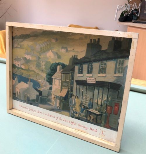 Original Mid 20th Century Vintage Post Office Advertising Display Board Poster, Moelfre Anglesey Wales