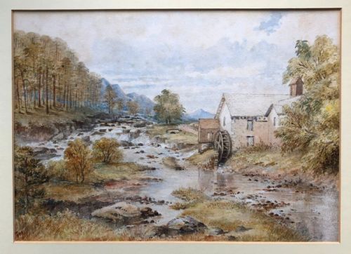 Attributed to James Drummond Original Late 19th Century Antique Watercolour Painting Mill on Dochart Killin Scotland, Scottish Landscape