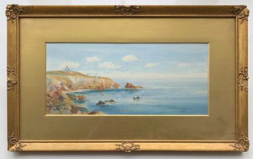 Thomas Sidney Signed Original Antique Watercolour Painting the Lizard Cornwall