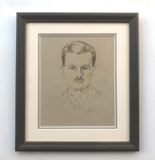 fig 1. Signed Leigh Original Early 20th Century Vintage Pencil Drawing Sketch of a British Soldier