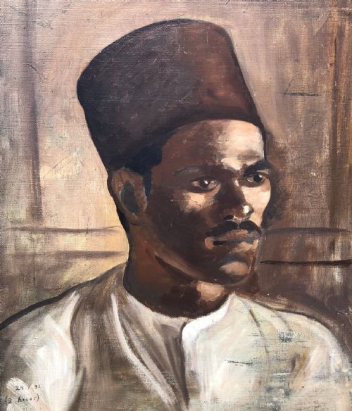 British School Dated 1931 Original Early 20th Century Antique Oil Painting Canvas Laid Onto Board, Portrait of North African Gentleman