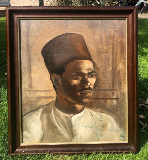 fig 1. British School Dated 1931 Original Early 20th Century Antique Oil Painting Canvas laid onto Board, Portrait of North African Gentleman
