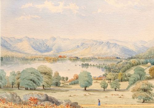 fig 1. W T Longmire 1867 Signed Original mid 19th Century Antique Watercolour Painting Head of Windermere from Low Wood English Lake District Landscape