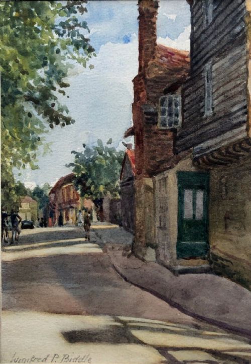 Winifred P Biddle Signed Original Early 20th Century Antique Watercolour Painting Thames Ditton, Surrey English Landscape