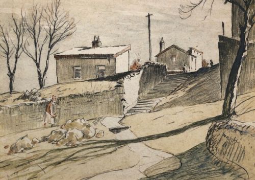John Smith Atherton Signed Early 20th Century Original Vintage Pencil & Watercolour Painting Grassington Village Yorkshire English Landscape