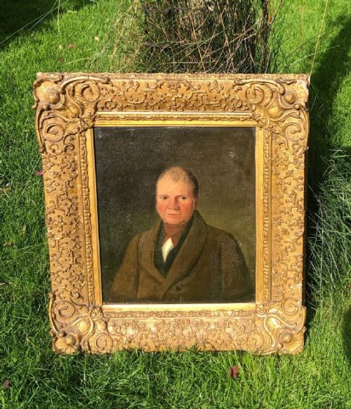 fig 1. Original 19th Century Antique English School Gilt Framed Oil Painting on Canvas Portrait of a Victorian Gentleman