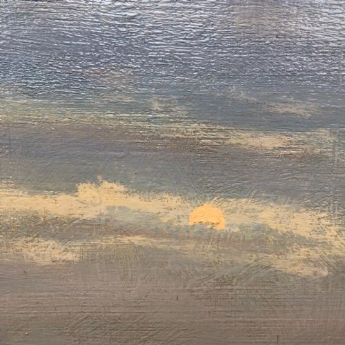 fig 1. William Burns Signed Original mid 20th Century Vintage Oil Painting on Board Tenby South Wales Sunset British Coastal Landscape