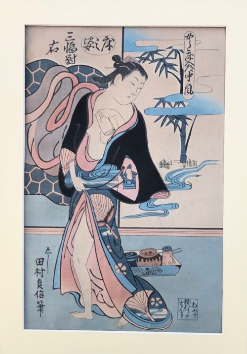 fig 1. Original Antique Japanese Woodblock Print Female Figure