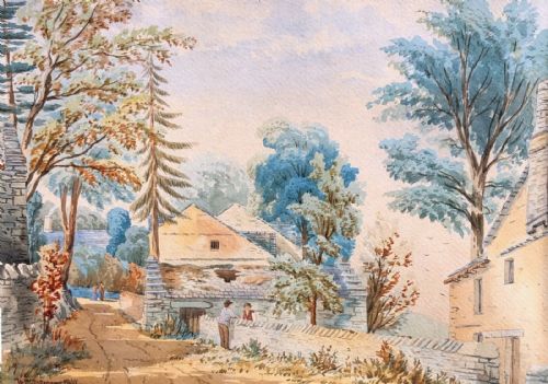 Wt Longmire 1867 Signed Original 19th Century Victorian Antique Watercolour Painting Town End, Troutbeck in Westmorland English Landscape