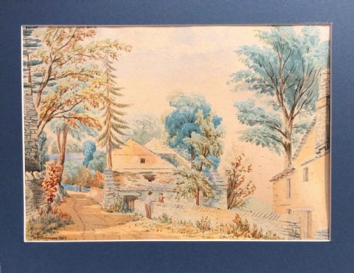 fig 1. WT Longmire 1867 Signed Original 19th Century Victorian Antique Watercolour Painting Town End, Troutbeck in Westmorland English Landscape