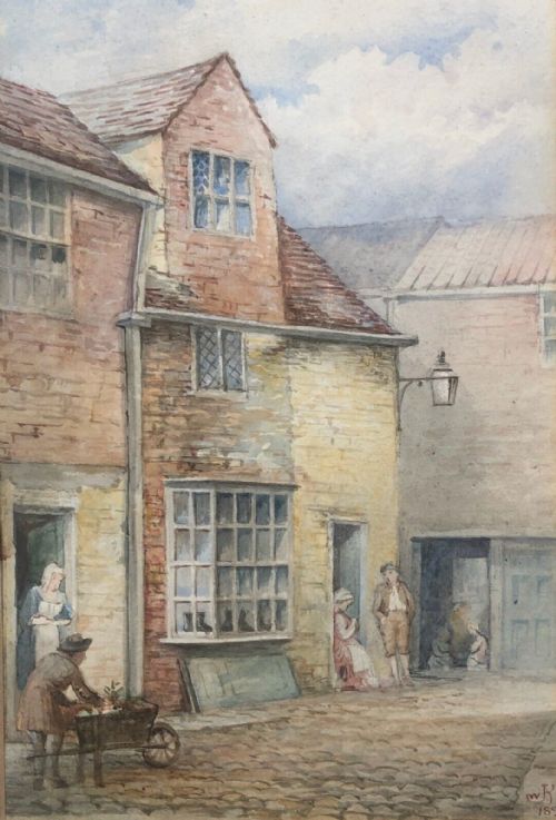 Jwk 1892 Signed Original 19th Century Victorian Antique Watercolour Painting Swinegate York Historical Cityscape Yorkshire Landscape