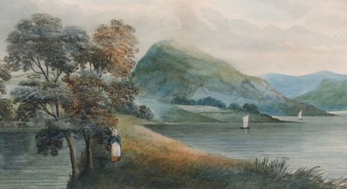Loch Katrine Scotland, Signed Original 19th Century Antique Watercolour Painting  Scottish Landscape
