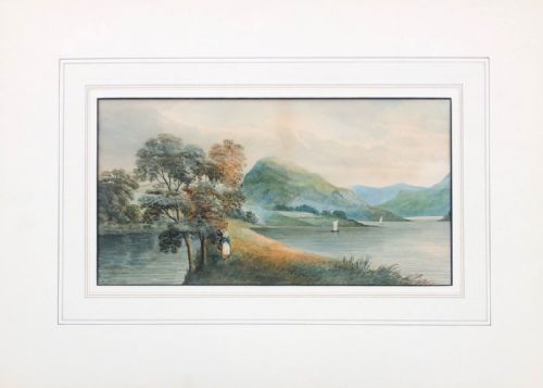 fig 1. LOCH KATRINE Scotland, Signed Original 19th Century Antique Watercolour Painting Scottish Landscape