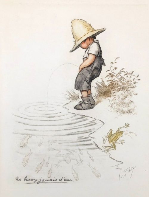 After Georges Redon (French 1869-1943) 'Ne Buvez Jamais D'eau' Early 20th Century Lithograph