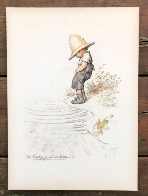 fig 1. After Georges Redon (French 1869-1943) 'Ne Buvez Jamais D'eau' Early 20th Century Lithograph