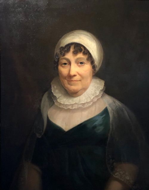 Large Original Late 18th Century Antique Oil Painting on Canvas Bust Portrait of Elizabeth Bisbrowne