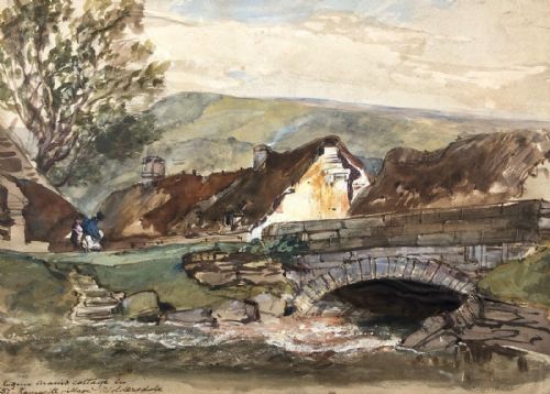 Circle of David Cox Senior Original Early 19th Century Antique Watercolour Painting Eugene Aram's Cottage at Ramsgill, Nidderdale Yorkshire Landscape
