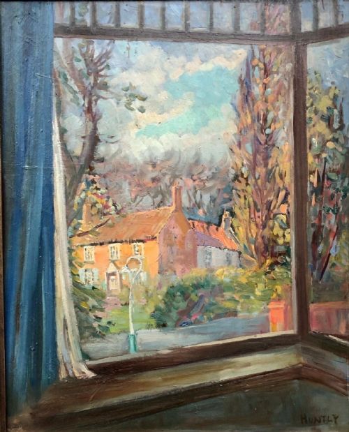 Nancy Weir Huntley (1890-1963) Signed Original Early 20th Century Oil Painting on Board View from a Window