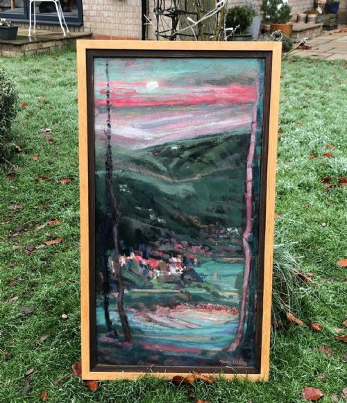 fig 1. Mary Lord Signed Original 20th Century Oil Painting on Board 'From the Wharfe to the Moors Ilkley' Yorkshire Landscape