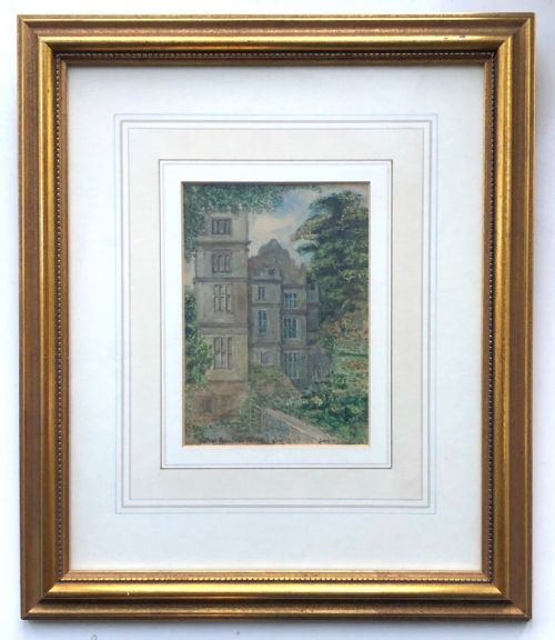 fig 1. Original Signed English Antique Watercolour Painting Near Fountains Abbey Likely to be Fountains Hall & Gardens Yorkshire
