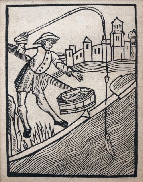 Antique 19th Century Original Woodblock Print from 'The Treatyse of Fysshynge with an Angler'