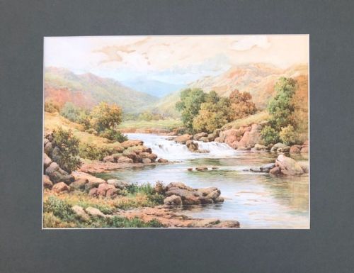 fig 1. Charles A Bool Original Circa 1900 Antique Watercolour Painting On the River Conway Wales Welsh Landscape