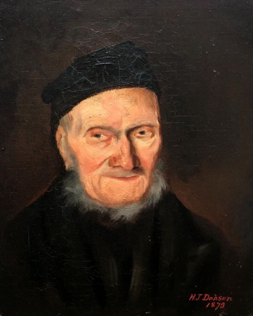 Henry John Dobson 1879 Signed Original Scottish Antique Oil Painting on Canvas Portrait of an Elderly Bearded Gentleman