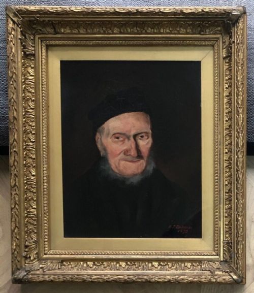 fig 1. Henry John Dobson 1879 Signed Original Scottish Antique Oil Painting on Canvas Portrait of an Elderly Bearded Gentleman