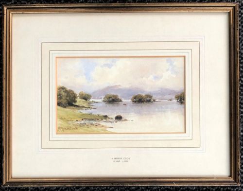 fig 1. Herbert Moxon Cook Signed Original 19th Century Antique Watercolour Painting Scottish Loch Landscape